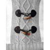 Spring Outfit Contrast Color Mock Horn Button Sweater and Skinny Jeans Set - Gris Clair S | US 4