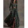 Robe chemise vintage à carreaux, poche avant, ceinture fendue - Vert Armée M | US 6