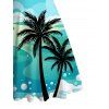 Robe de vacances mini froncée à imprimé cocotier et paysage de plage - Bleu clair XXXXXL | US 20