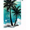 Chemise de vacances pour homme, imprimé paysage de plage et cocotiers, à boutons - Bleu clair M