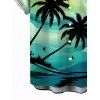 Chemise de vacances pour homme, imprimé paysage de montagne et cocotiers, à boutons - Vert clair 5XL