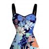 Robe de vacances mini froncée à imprimé floral intégral - Bleu Marine XL | US 12