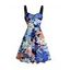 Robe de vacances mini froncée à imprimé floral intégral - Bleu Marine XL | US 12