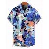 Chemise de vacances pour homme à motif floral intégral, boutonnée - Bleu profond 5XL