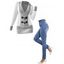 Spring Outfit Contrast Color Mock Horn Button Sweater and Skinny Jeans Set - Gris Clair S | US 4