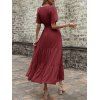 Robe de vacances unie à faux boutons et col en V, robe fatiguée - Rouge Vineux S | US 4