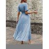Robe de vacances unie à faux boutons et col en V, robe fatiguée - Bleu clair S | US 4