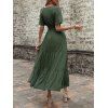 Robe de vacances unie à faux boutons et col en V, robe fatiguée - Vert Armée S | US 4