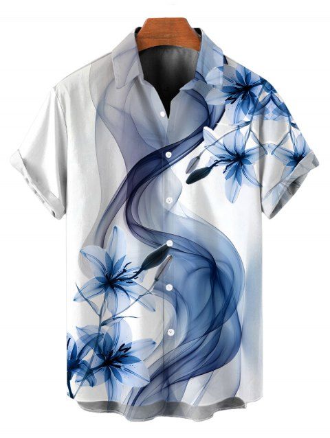 Chemise de vacances pour homme, imprimée de lys, à boutons