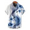 Vacation Couple Outfit Lily Flower Printed Spaghetti Strap Dress and Shirt Set - Bleu gris S | US 4