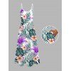 Vacation Couple Outfit Lily Flower Tropical Leaf Print Long Dress and Shirt Set - Pourpre S | US 4