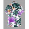 Vacation Couple Outfit Lily Flower Tropical Leaf Print Long Dress and Shirt Set - Pourpre S | US 4