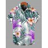 Vacation Couple Outfit Lily Flower Tropical Leaf Print Long Dress and Shirt Set - Pourpre S | US 4