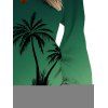 T-shirt de vacances imprimé cocotier ombré, col V, manches lanternes - PLANT GREEN M | US 6