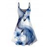 Robe de vacances imprimée de lys à fines bretelles - Bleu gris XXXXXL | US 20