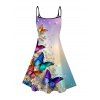 Robe de vacances à imprimé floral papillon et fines bretelles spaghetti ombrées - multicolor XXXXXL | US 20