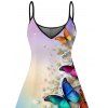 Robe de vacances à imprimé floral papillon et fines bretelles spaghetti ombrées - multicolor XXXXXL | US 20