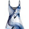 Robe de vacances imprimée de lys à fines bretelles - Bleu gris XXXXXL | US 20