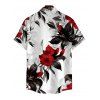Chemise de vacances pour homme, motif feuilles et fleurs printanières, à boutons - Noir 5XL