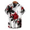 Chemise de vacances pour homme, motif feuilles et fleurs printanières, à boutons - Noir 5XL