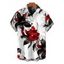 Chemise de vacances pour homme, motif feuilles et fleurs printanières, à boutons - Noir 5XL