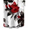 Chemise de vacances pour homme, motif feuilles et fleurs printanières, à boutons - Noir 5XL