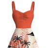 Robe de vacances à imprimé de feuilles tropicales et de cocotiers - Orange XXXXXL | US 20