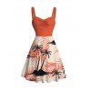 Robe de vacances à imprimé de feuilles tropicales et de cocotiers - Orange XXXXXL | US 20
