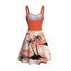Robe de vacances à imprimé de feuilles tropicales et de cocotiers - Orange XXXXXL | US 20