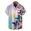 Chemise de vacances pour homme, imprimé floral papillon ombré, boutonnée - multicolor L