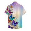 Chemise de vacances pour homme, imprimé floral papillon ombré, boutonnée - multicolor L