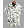 Chemise de vacances pour homme, imprimé intégral de feuilles tropicales, boutonnée - Vert clair M