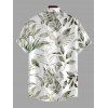 Chemise de vacances pour homme, imprimé intégral de feuilles tropicales, boutonnée - Vert clair M