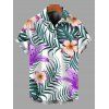 Chemise de vacances pour homme à imprimé de lys et de feuilles tropicales, boutonnée - Pourpre L
