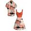 Vacation Couple Outfit Coconut Tree Tropical Leaf Print Ruched Dress and Shirt Set - Orange S | US 4