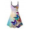 Vacation Couple Outfit Butterfly Floral Print Ombre Dress and Shirt Set - multicolor S