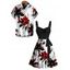 Vacation Couple Outfit Leaf Flower Pattern Colorblock Belt Dress and Shirt Set - Noir S | US 4