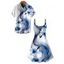 Vacation Couple Outfit Lily Flower Printed Spaghetti Strap Dress and Shirt Set - Bleu gris S | US 4