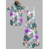 Vacation Couple Outfit Lily Flower Tropical Leaf Print Long Dress and Shirt Set - Pourpre S | US 4