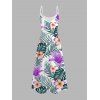 Vacation Couple Outfit Lily Flower Tropical Leaf Print Long Dress and Shirt Set - Pourpre S | US 4