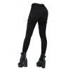 Gothic Outfit Colorblock Skull Lace Up Handkerchief Top and Grommet Leggings Set - Noir S | US 4