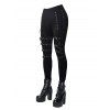 Gothic Outfit Colorblock Skull Lace Up Handkerchief Top and Grommet Leggings Set - Noir S | US 4