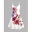 Robe de vacances à imprimé floral et feuilles colorées, bretelles spaghetti - Blanc XXXXXL | US 20