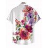 Chemise de vacances pour homme, imprimé floral et feuilles colorés, à boutons - Blanc 5XL