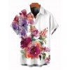 Chemise de vacances pour homme, imprimé floral et feuilles colorés, à boutons - Blanc 5XL