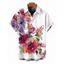 Chemise de vacances pour homme, imprimé floral et feuilles colorés, à boutons - Blanc 5XL