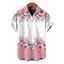 Chemise de vacances pour homme, chemise boutonnée à imprimé rose et feuilles colorblock - Rose 5XL