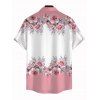 Chemise de vacances pour homme, chemise boutonnée à imprimé rose et feuilles colorblock - Rose 5XL