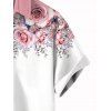 Chemise de vacances pour homme, chemise boutonnée à imprimé rose et feuilles colorblock - Rose 5XL