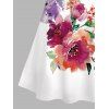 Vacation Couple Outfit Colorful Flower Leaf Print Dress and Shirt Set - Blanc S | US 4